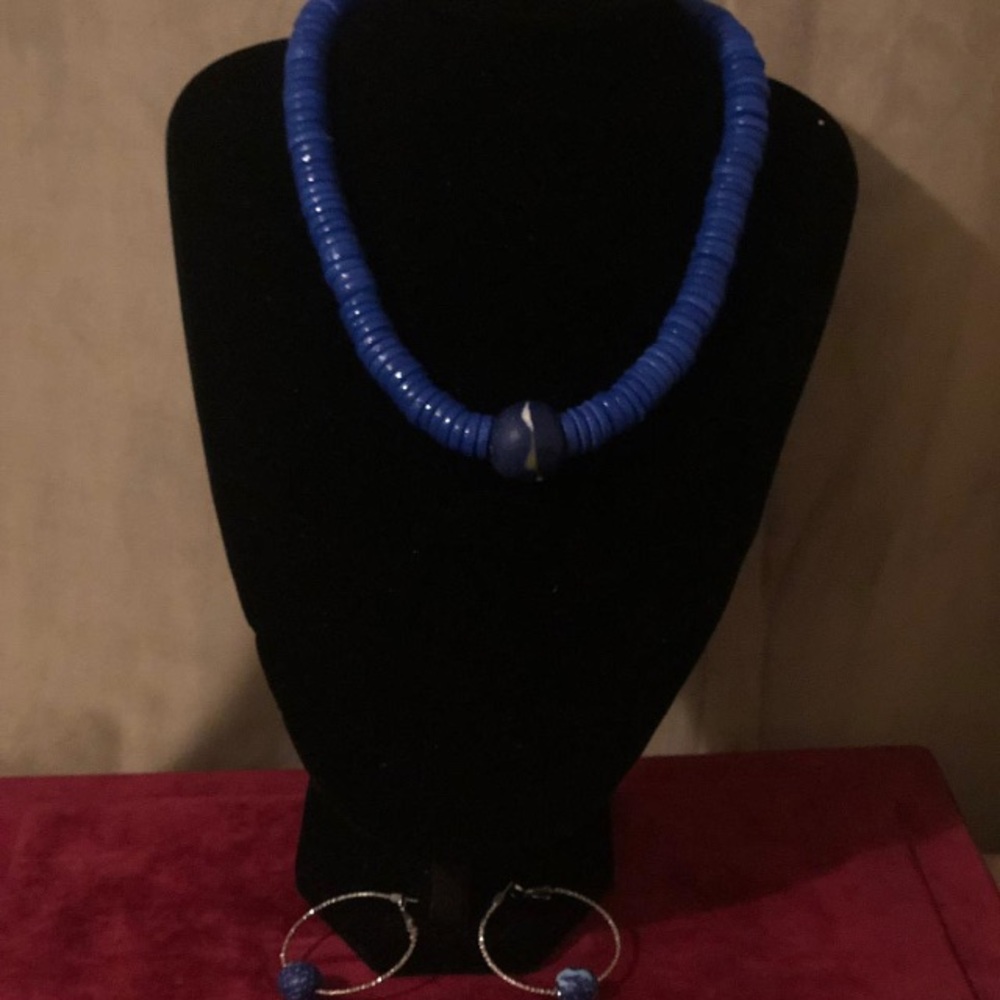 Royal blue glass beads from Ghana, West Africa.